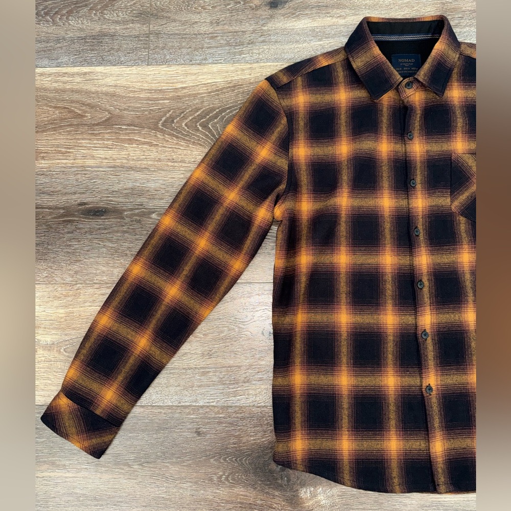 Nomad by Craft + Flow Rust Black Plaid Sierra Lined Flannel Size M 🍂LIKE NEW🍂 - Picture 4 of 14
